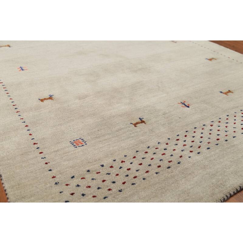Tribal Animals Gabbeh Oriental Area Rug Handmade Wool Carpet - 4'7"x 6'5"