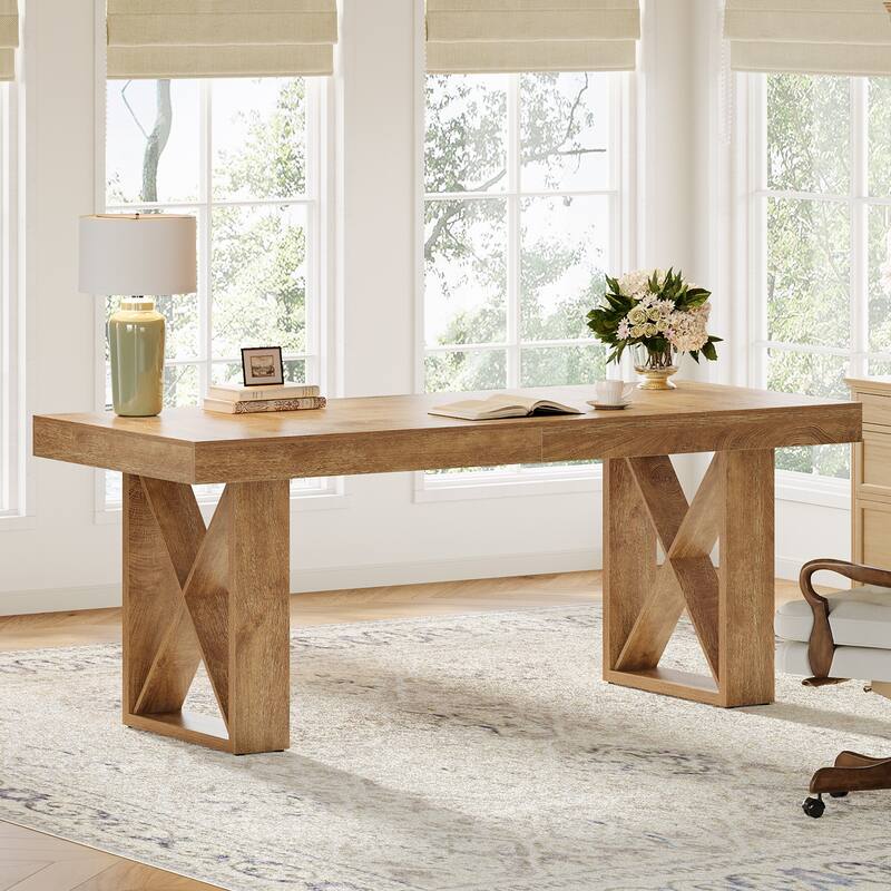 63-Inch Long Wood Computer Desk/Table, Study Writing Gaming Work Executive Desk for Home Office