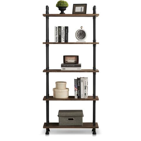 ivinta Wood/ Metal Pipe Industrial Rustic Heavy Duty Bookcase