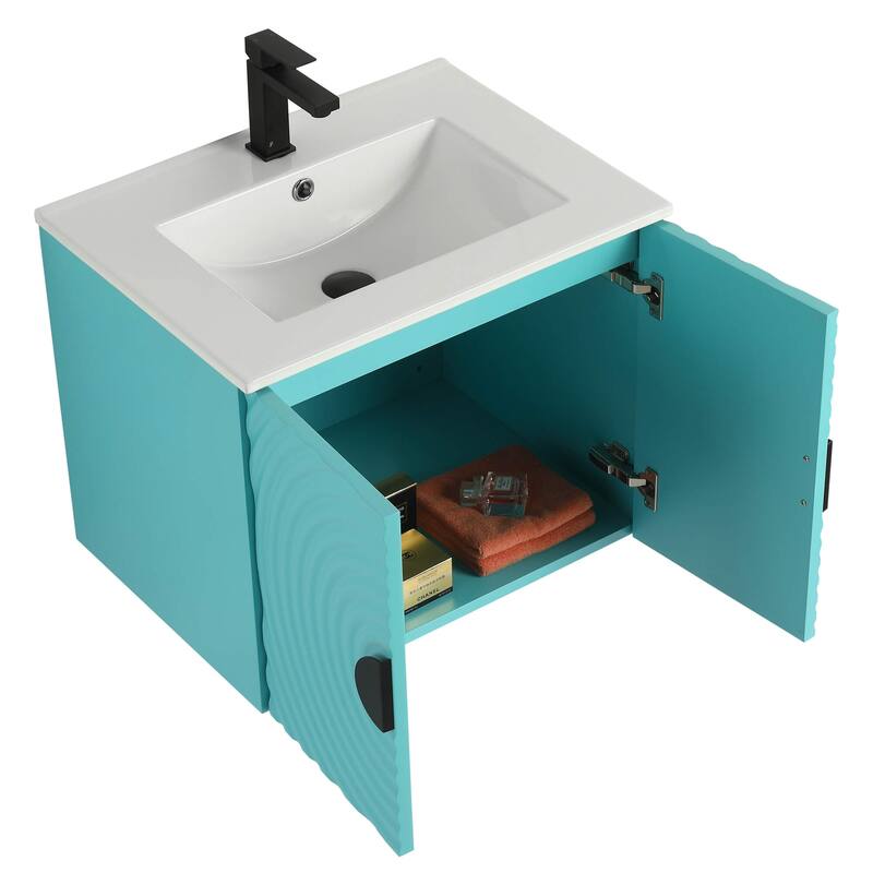 Pellabay Modern Bathroom Vanity with Fluted Circular Doors - Sink Included