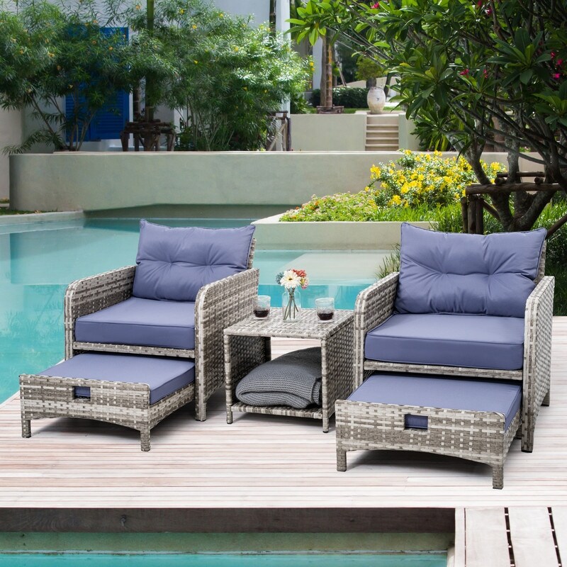 Pamapic 5 pieces wicker patio furniture set outdoor patio chairs with ottomans deals