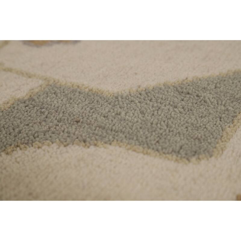 Earth Tone Oushak Indian Large Rug Hand-Knotted Wool Carpet - 12'2" x 14'10"