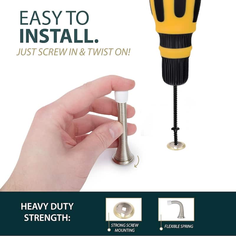 Mega Handles Spring Door Stop with Rubber Bumper | Door Knob and Wall Protection
