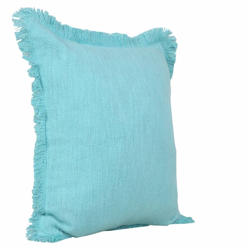 HomeRoots 20" X 20" Bright Blue 100% Cotton Zippered Pillow
