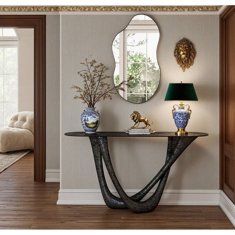 Asymmetrical Wavy Antique Accent Wall Mirror