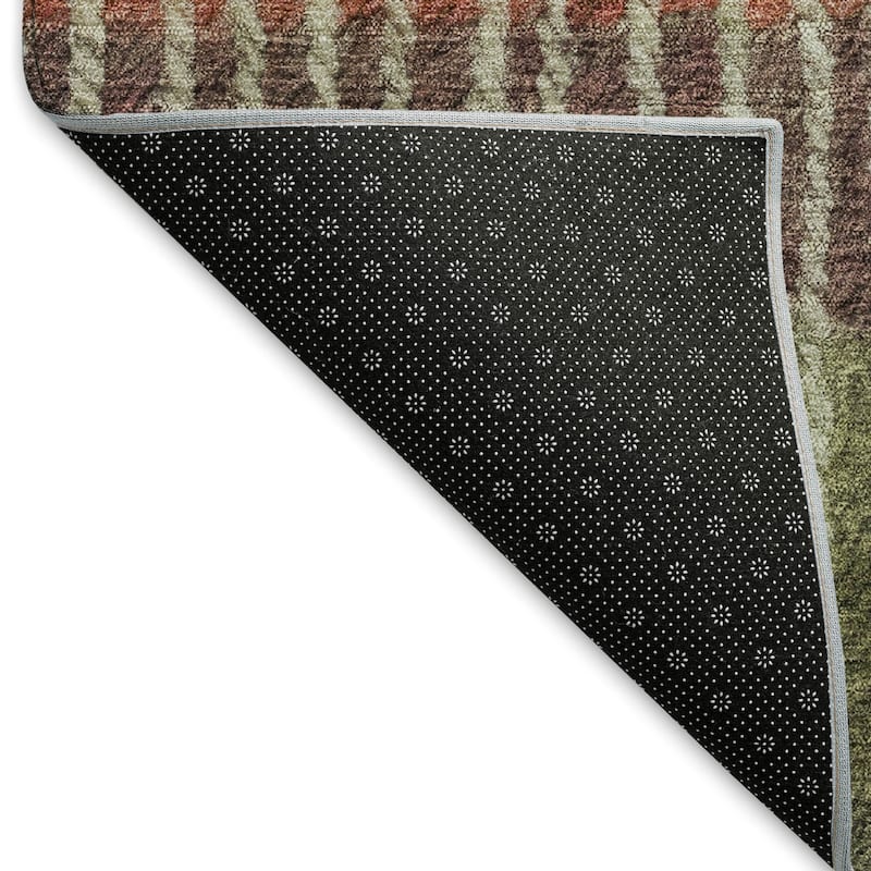Machine Washable Indoor/ Outdoor Contemporary Stripes Chantille Rug
