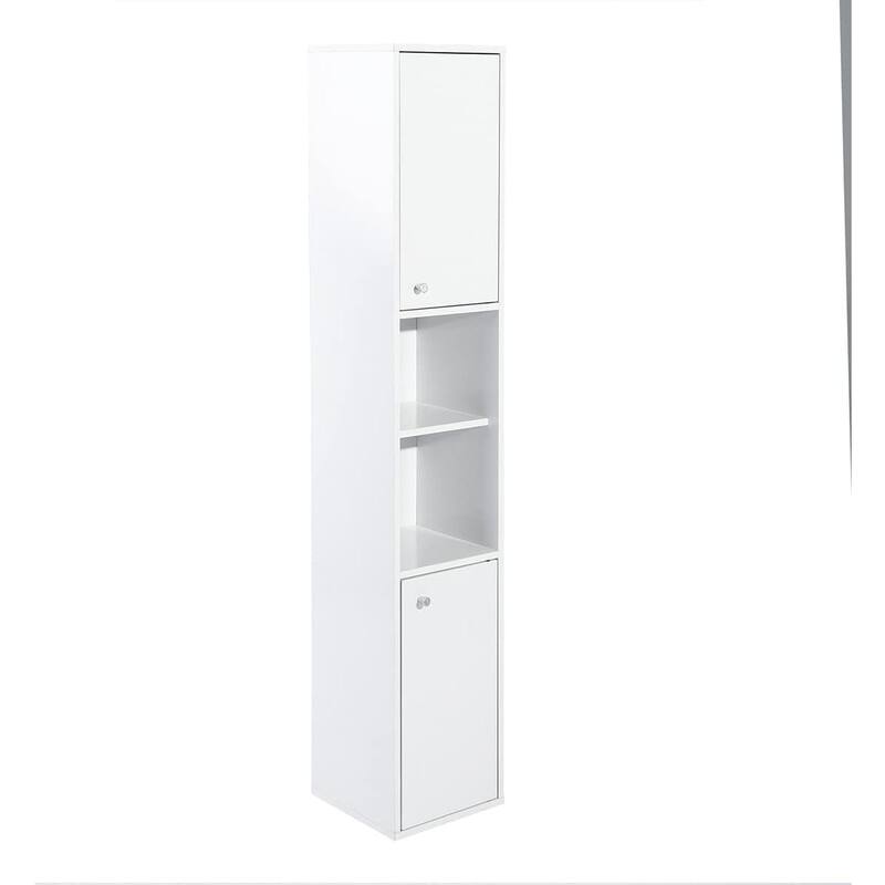 HomyLin White MDF Wood 63-Inch Tall Linen Tower Bathroom Cabinet Narrow Storage Organizer with 6-Shelve