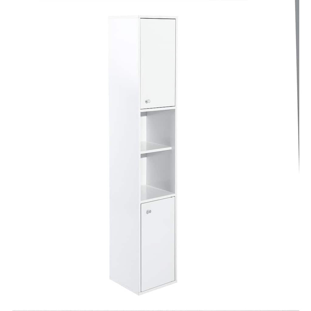 HomyLin White MDF Wood 63-Inch Tall Linen Tower Bathroom Cabinet Narrow Storage Organizer with 6-Shelve