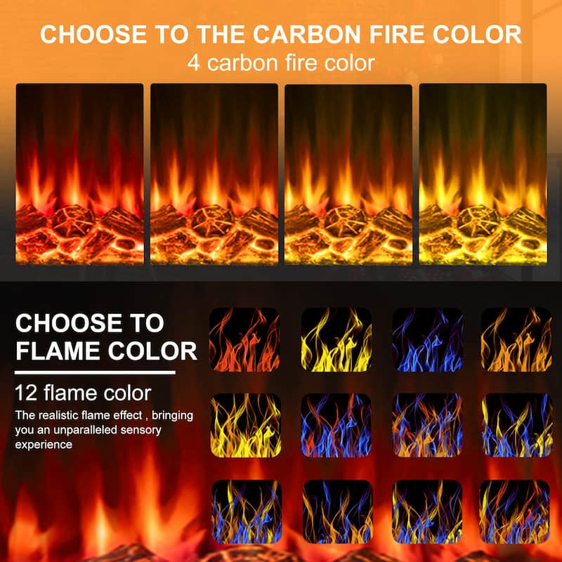 BOSSIN 36" /40" Electric Fireplace with Mantel, 23 inch Electric Fireplace Insert, TV Stand Freestanding Heater Flame Faux Stone