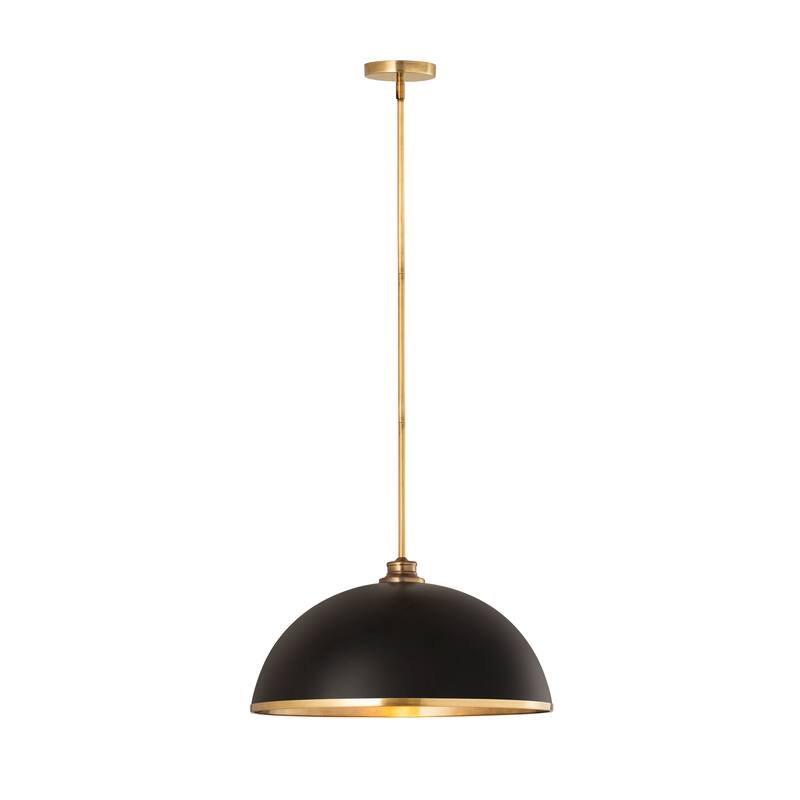 Landry 1 Light Pendant - Matte Black + Rubbed Brass