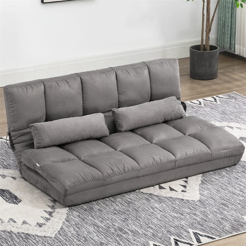 Convertible Floor Sofa Chair w 2 Pillows, Adjustable Backrest&Headrest