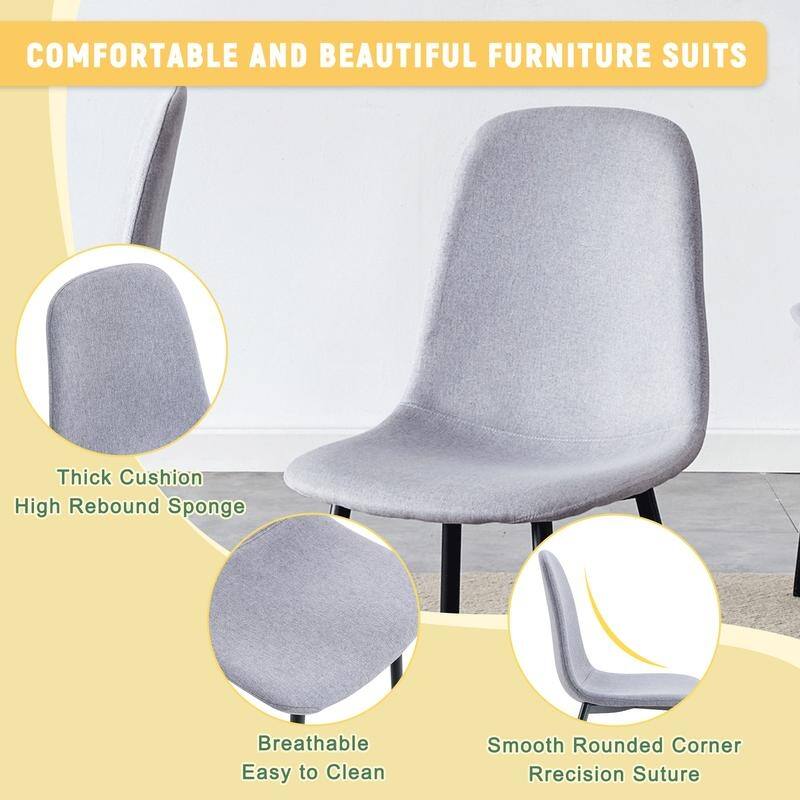 Set of 4 Modern Fabric & Metal Spoon Chairs - Minimalist Scandinavian Design