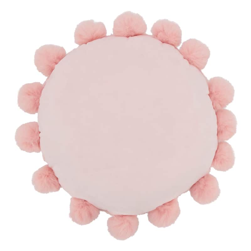 Posh Faux Bunny Fur Pom Pom Poly Filled Throw Pillow