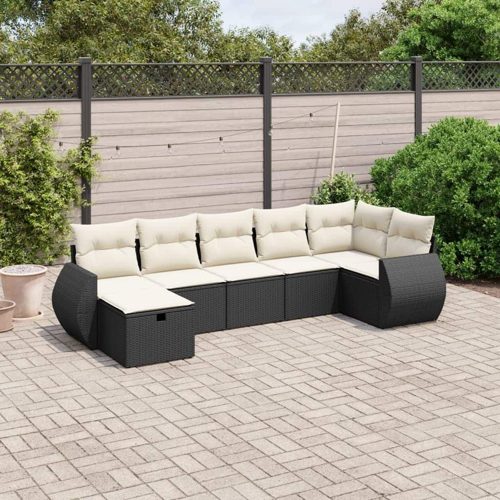 vidaXL Garden Sofa Set Beige/Black/Brown/Grey