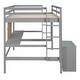 preview thumbnail 13 of 12, Full Size Wooden Loft Bed with Integrated Desk and 2-Drawer Cabinet , Sturdy Pine Construction