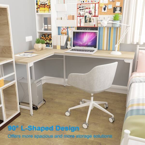 L Shaped Computer Corner Desk Wood Board Steel Frame Laptop Table Workstation Study Home Office On Sale Overstock 29139001