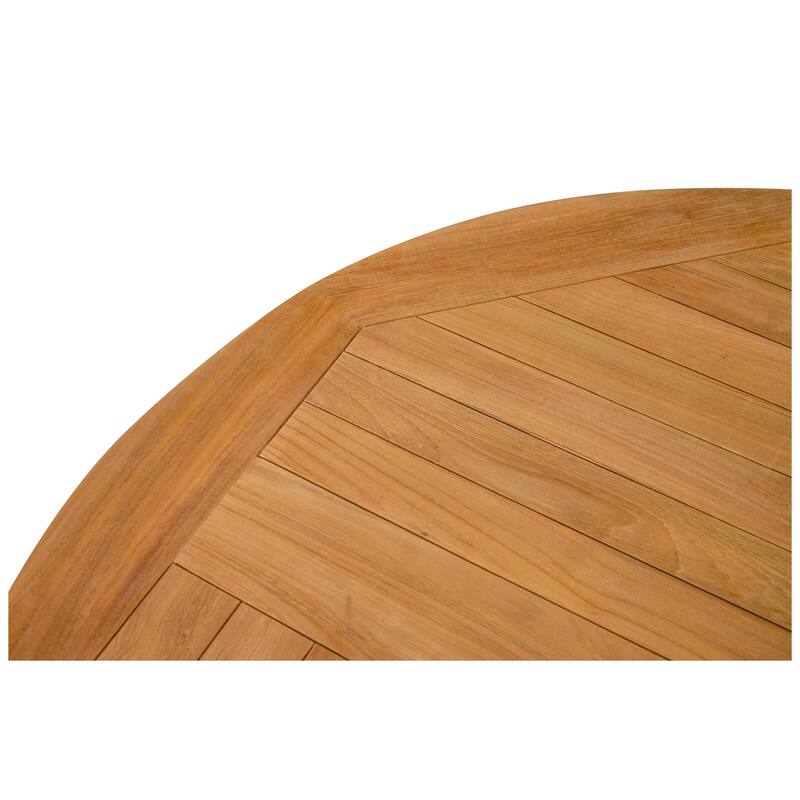 Chic Teak Italy Round Outdoor Teak Wood Patio Coffee Table, 39 inch