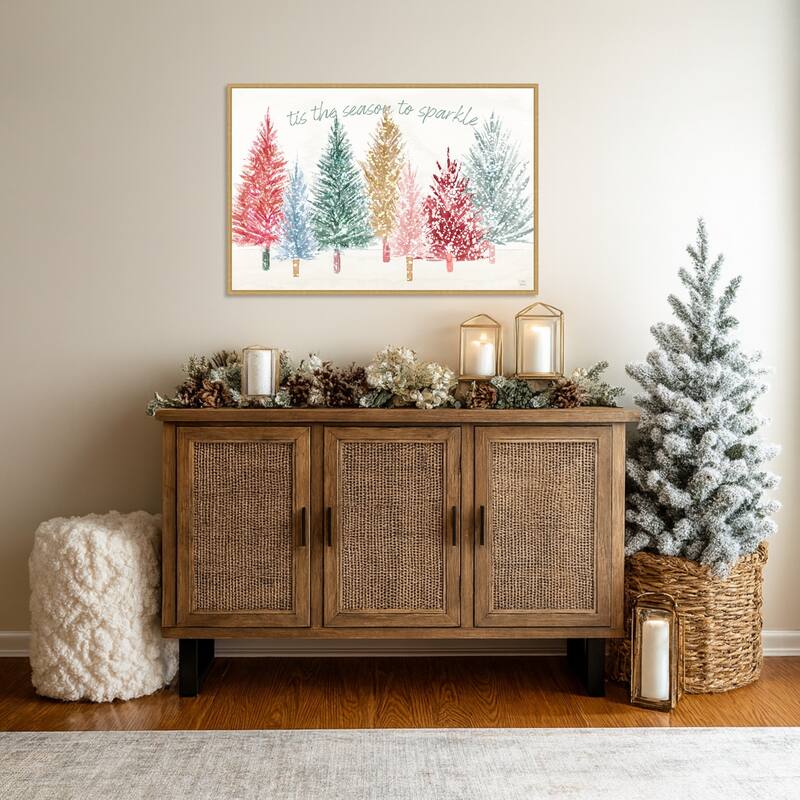 Holiday Sparkle I by Dina June Framed Canvas Wall Art Print - Sylvie Bright Gold