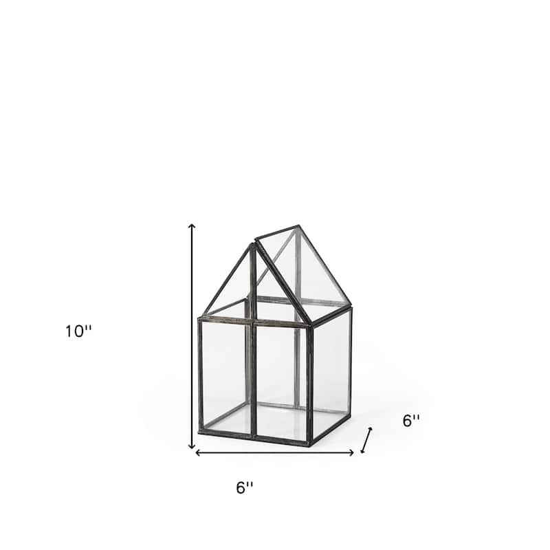 HomeRoots Clear Glass and Metal Terrarium Box
