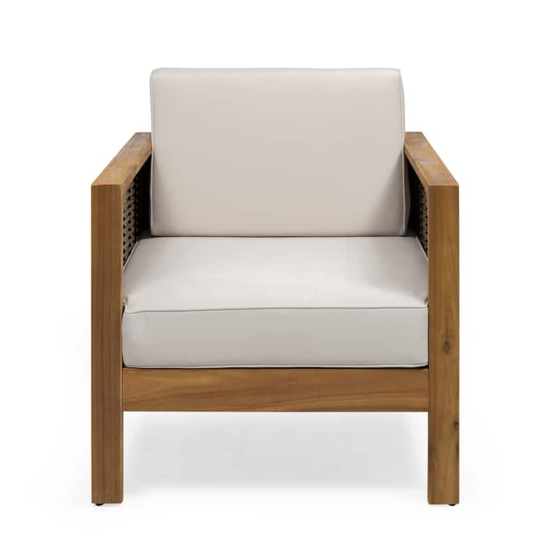 Christopher Knight Home Outdoor Acacia Wood Club Chair with Wicker Accents