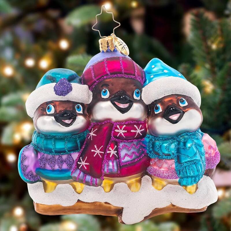 Christopher Radko Bundle Up Birdies Glass Christmas Ornament 1021442