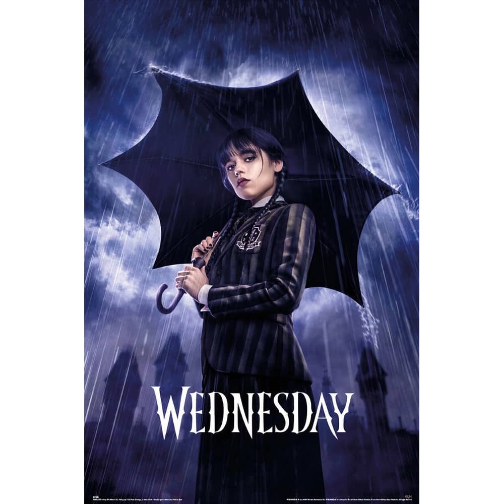 Wednesday - Umbrella Art Poster - 24 x 36 Inch