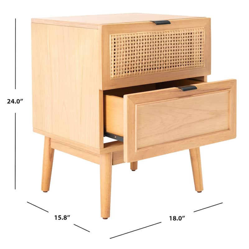 SAFAVIEH Heidbra 2-Drawer Rattan Nightstand
