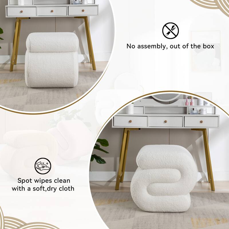 Sshape Velvet Fabric Ottoman Makeup Stool Footstool,