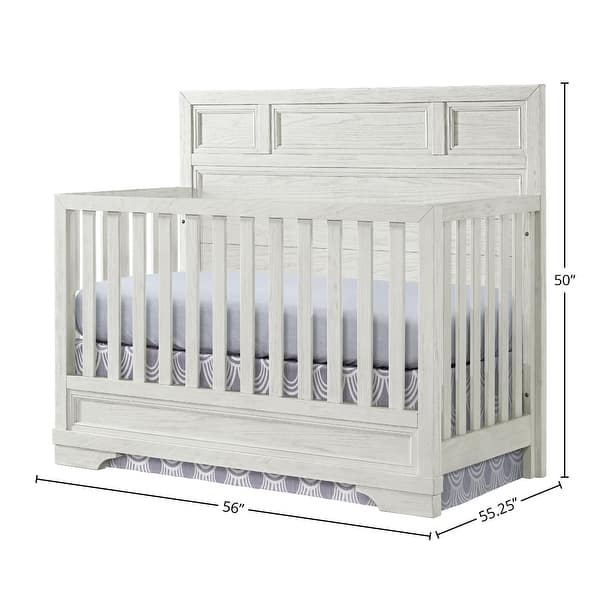 Foundry 56" Wide Traditional Wood Convertible Crib, White Dove