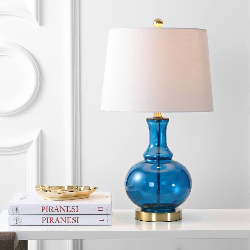 Edward 25" Glass LED Table Lamp, Mercury Silver/Brass Gold (Set of 2) by JONATHAN Y