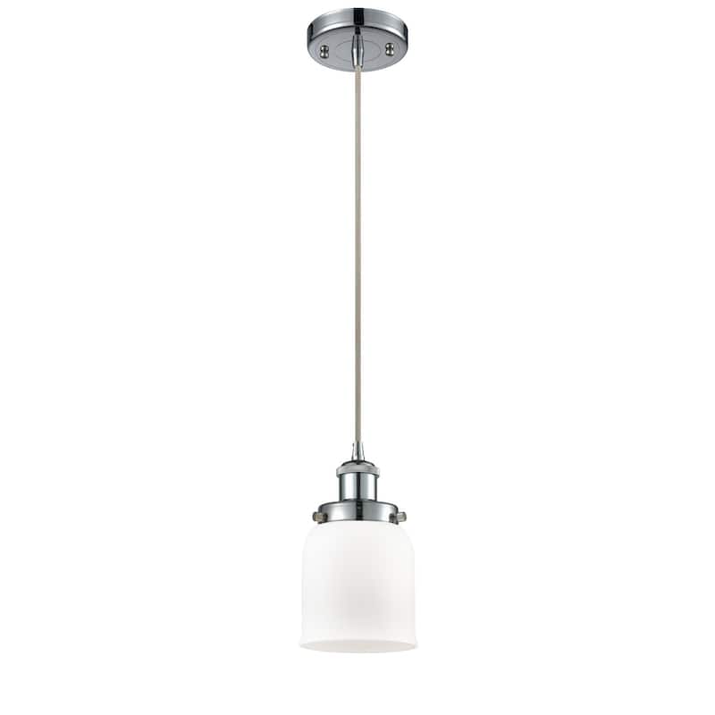 Innovations Lighting Small Bell 5" Wide Mini Pendant - Cord Hung - Polished Chrome / Matte White