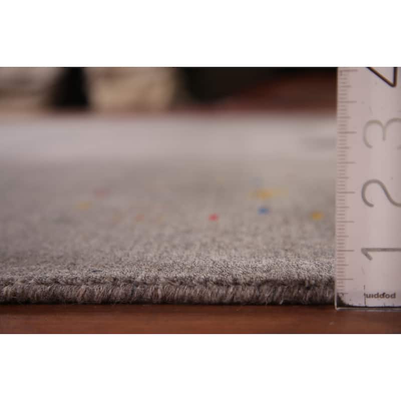 Gray Gabbeh Indian Area Rug Handmade Tribal Wool Carpet - 8'3" x 10'0"