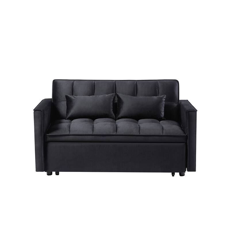 Modern Convertible Futon Sofa Bed,Adjustable Backrest,Armrest Holders