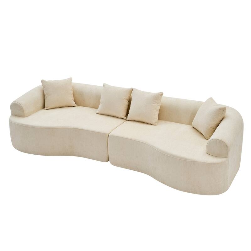 106.29" Curved Chenille Sectional Sofa, No Assembly Required