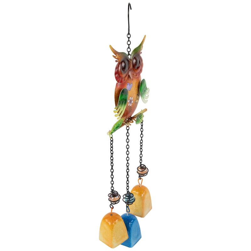 10" Green Metal Owl Outdoor Garden Windchime