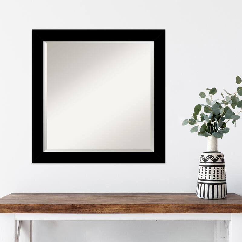 Basic Narrow Beveled Wood Framed Wall Mirror