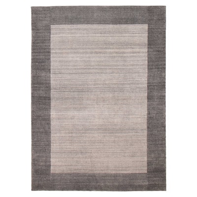 ECARPETGALLERY Hand Loomed Kashkuli Gabbeh Light Grey Wool Rug - 5'7 x 7'8