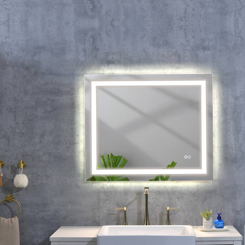 LED Backlit Frameless Bathroom Vanity Mirror with Anti-fog