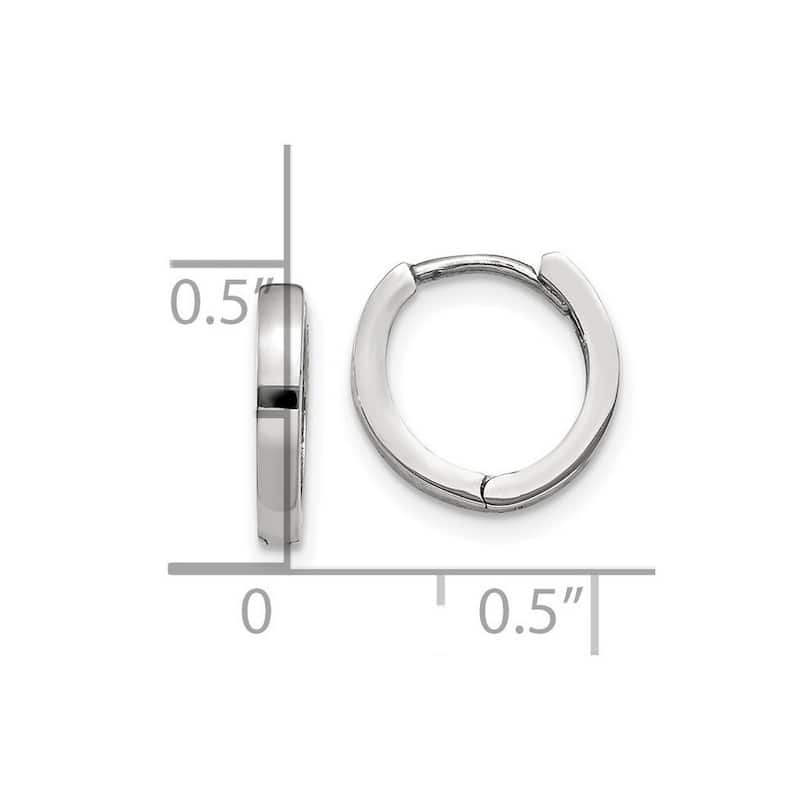 Curata 14k White Gold Solid Polished Hinged Huggies Hoop Earrings (1.5mm x 8mm)