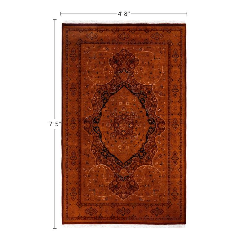 Overdyed One-of-a-Kind Hand-Knotted Area Rug - Orange - 4' 8" x 7' 5"