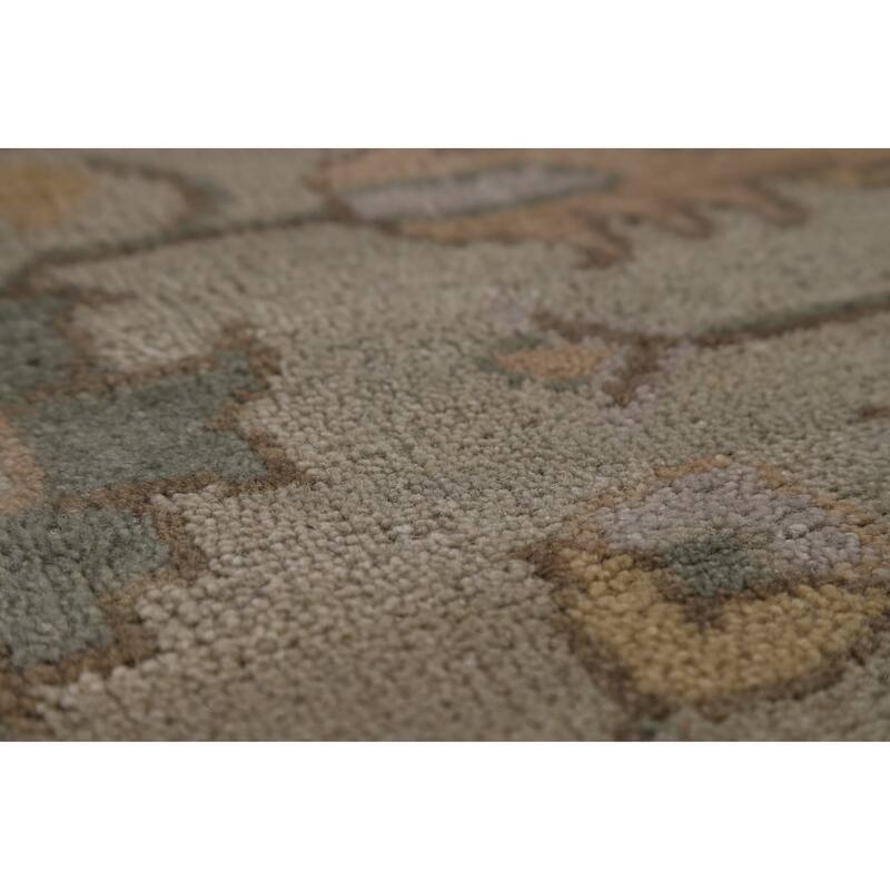 All-Over Floral Oushak Oriental Area Rug Hand-Knotted Wool Carpet - 9'1"x 12'1"