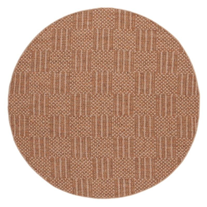 SAFAVIEH Sisal Thera All-Weather Indoor/Outdoor Waterproof Patio Backyard Rug - 6'7" Round - Natural/Brown