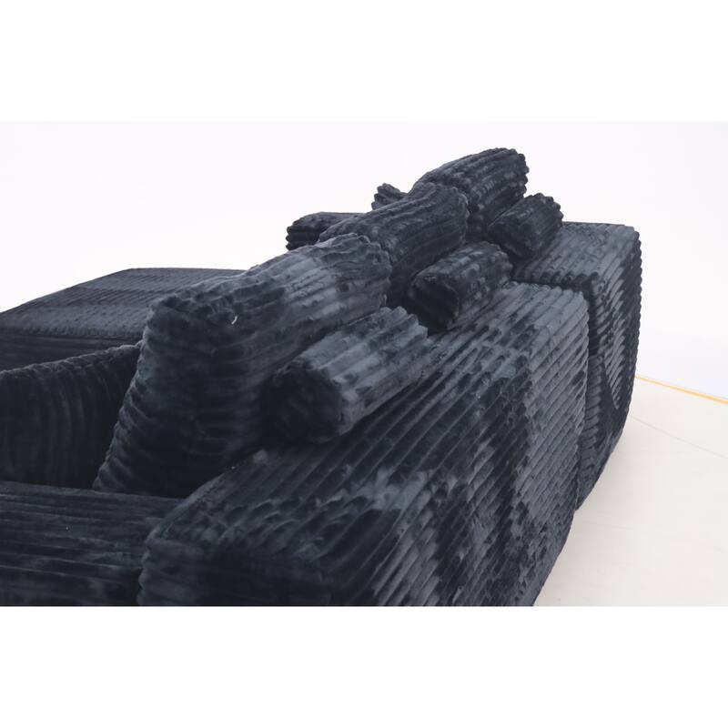 105" Corduroy Sectional Sofa with Chaise, Modern L-Shaped Modular Couch with Deep Seats, Plush Upholstered Living Room Sofa