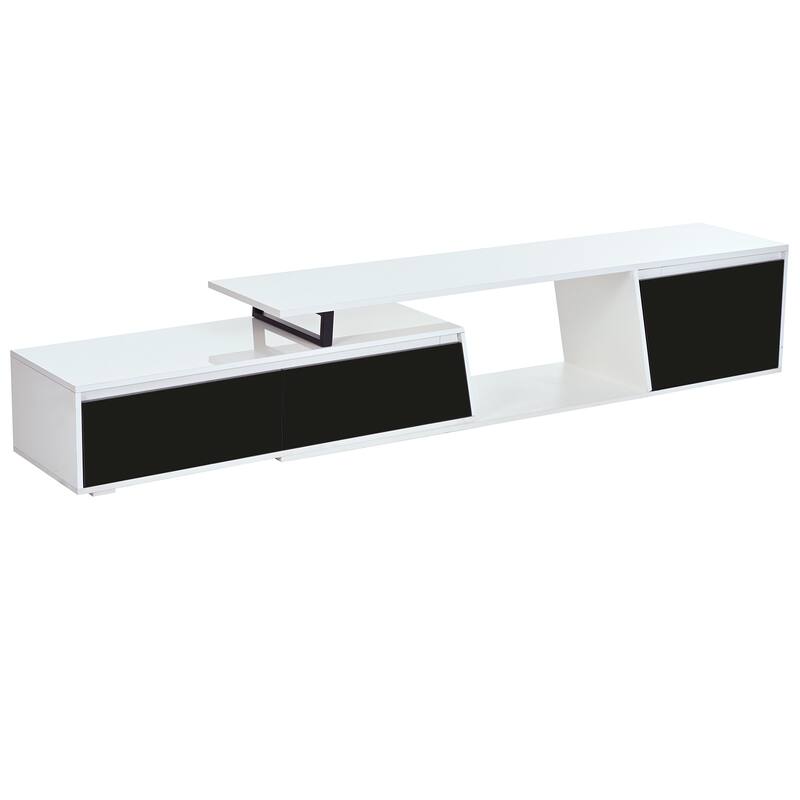 Roomfitters Modern TV Stand for up to 80 Inch TV, Media Console with Fluted Glass Doors, Drawers and Cabinets, Black