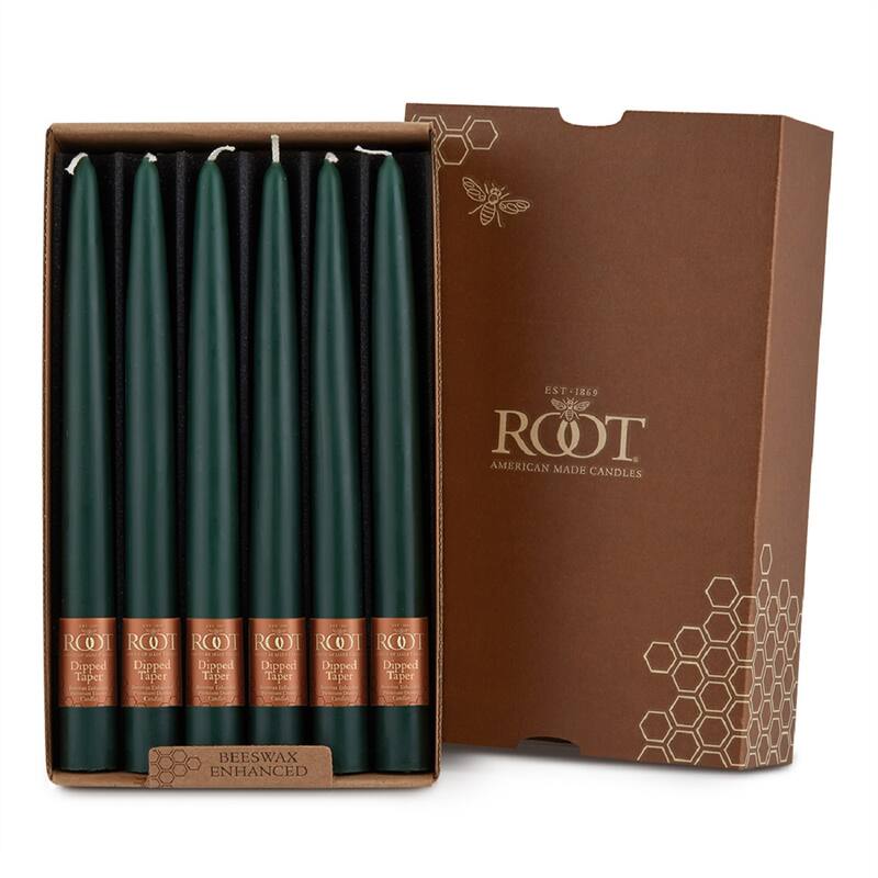 ROOT Hand Dipped Taper Candles - 12 Ct - Dark Green - 9 X .88