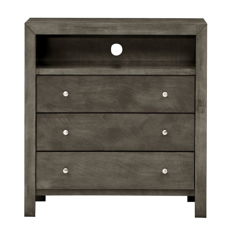 3-Drawer Wooden TV Media Chest - 36" - Gray