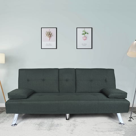 Moda Futon Sofa Bed Sleeper Dark Grey Fabric