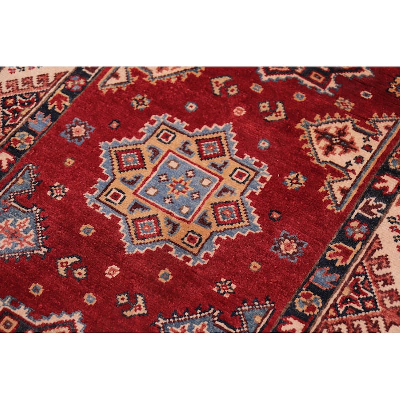 Bohemian Kazak Madison Red/Beige Wool Runner - 2'7'' x 9'6''