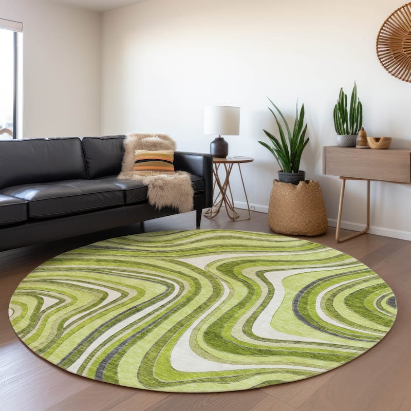 Machine Washable Indoor/ Outdoor Chantille Contemporary Abstract Rug