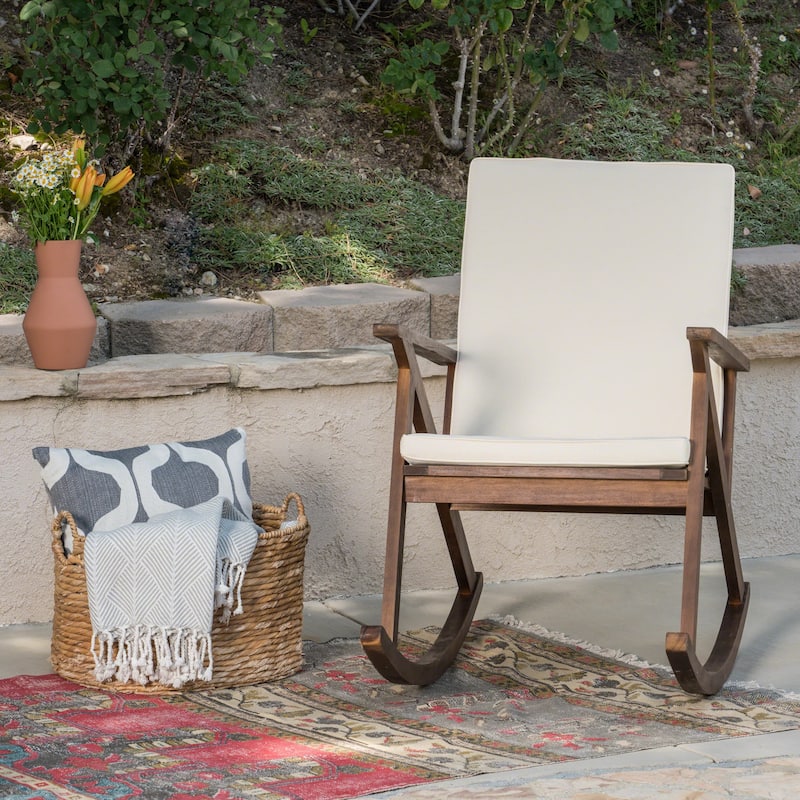 Outdoor Wooden Porch Rocker Chair for Garden, Backyard, Porch & Deck